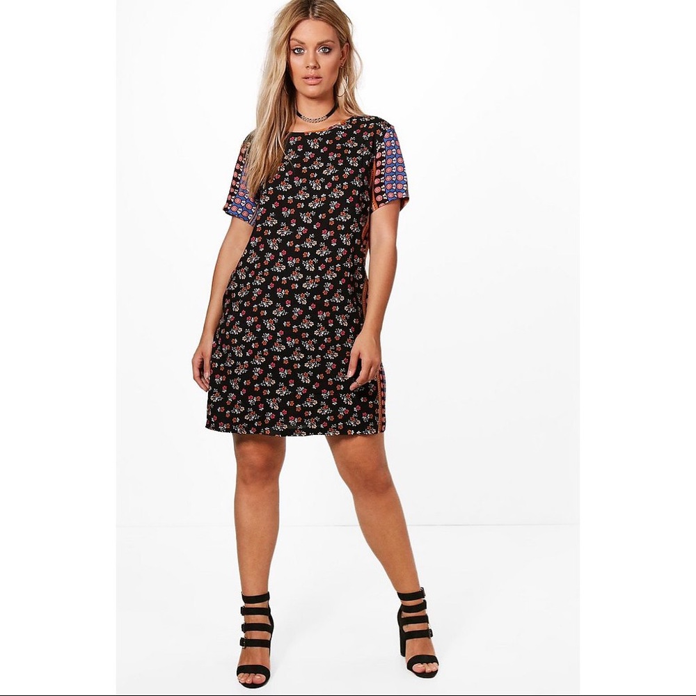 Mixed print shift dress